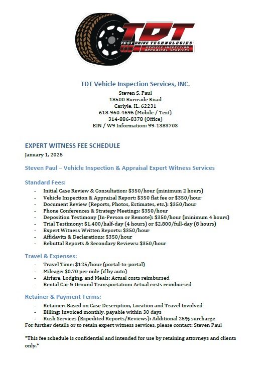 Vehicle Expert Witness Fee Schedule